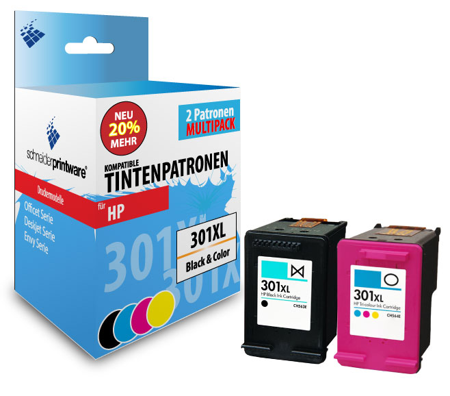 Schneiderprintware Druckerpatronen für HP 301XL (Black & Color ) im Multipack