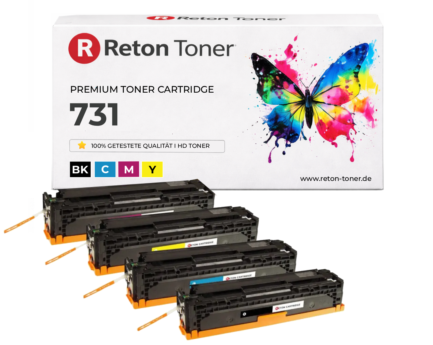 4 Original Reton Toner ersetzen Canon 731BK, 731C, 731M, 731Y