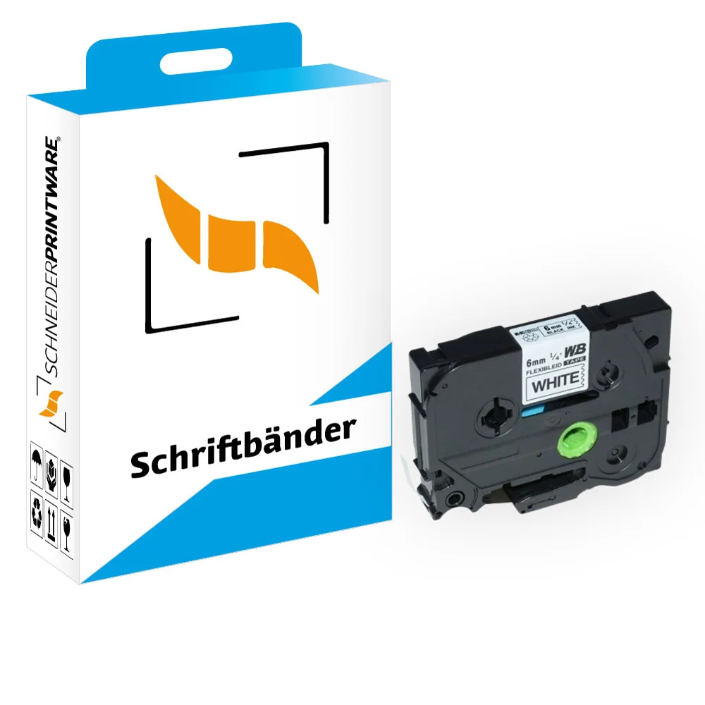 Kompatibel für Brother P-Touch 1000 (TZE-FX211) Schriftband 6mm/8m Schwarz auf Weiss