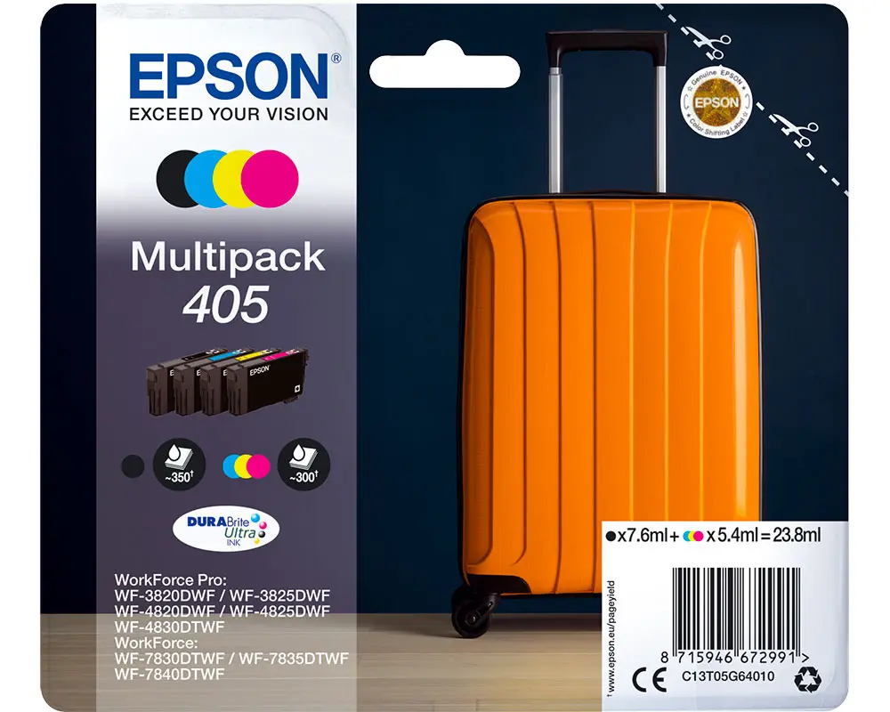 4 Epson 405 Original Durabrite Ultra Tinten Multipack