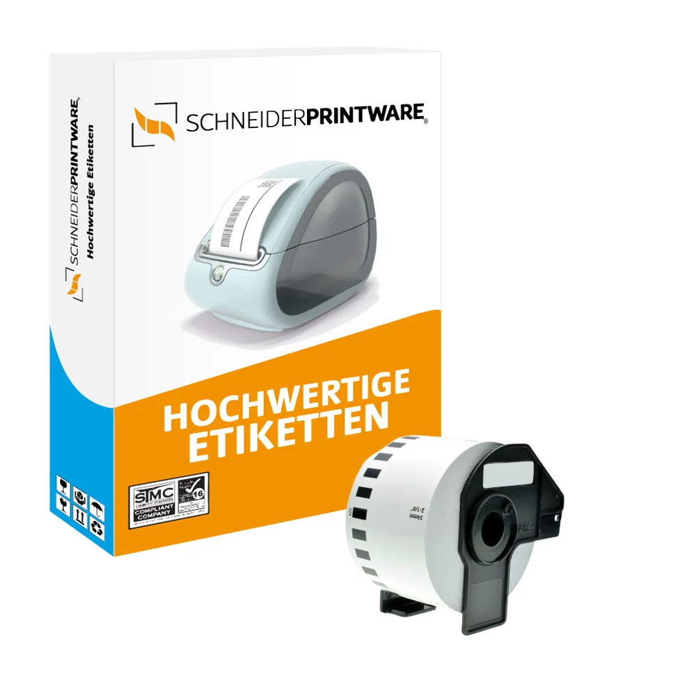 Kompatibel für Brother P-Touch QL 1050 (DK-N55224) Etikett 1x (54mm x 30.48m) Weiss