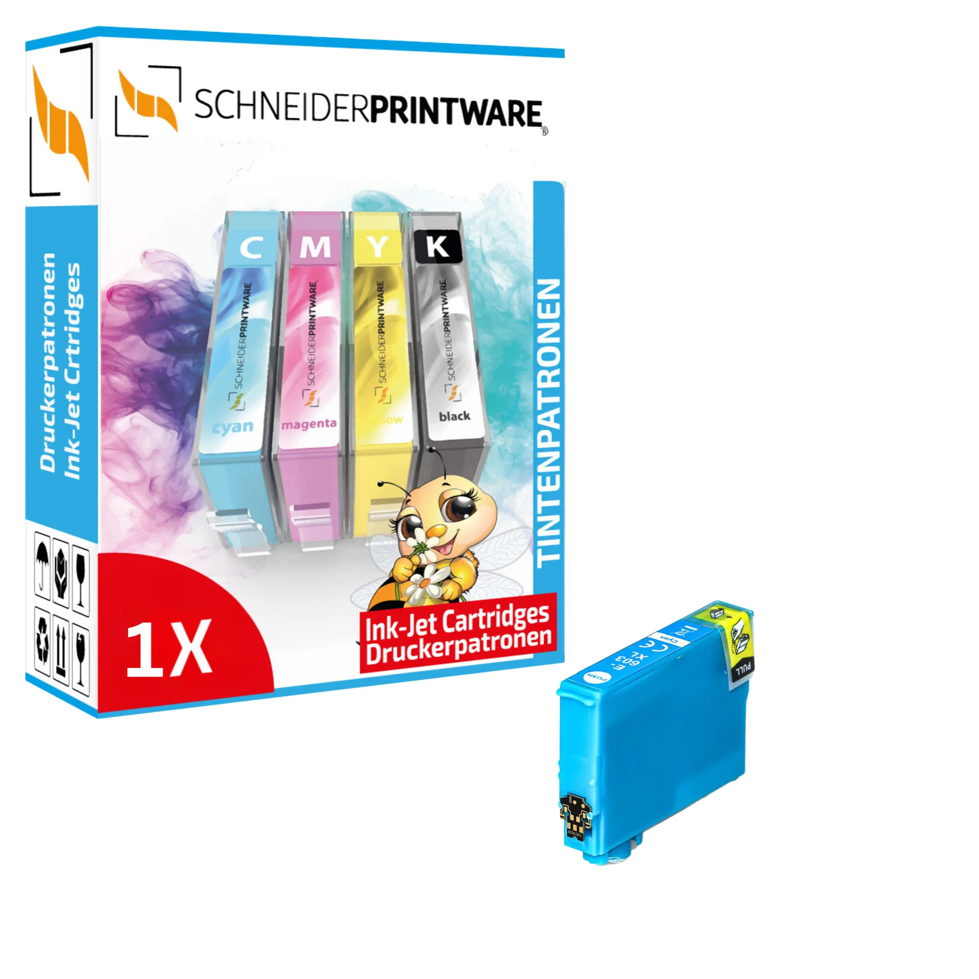 Schneider Druckerpatrone ersetzt Epson 603XL Cyan (Seestern)