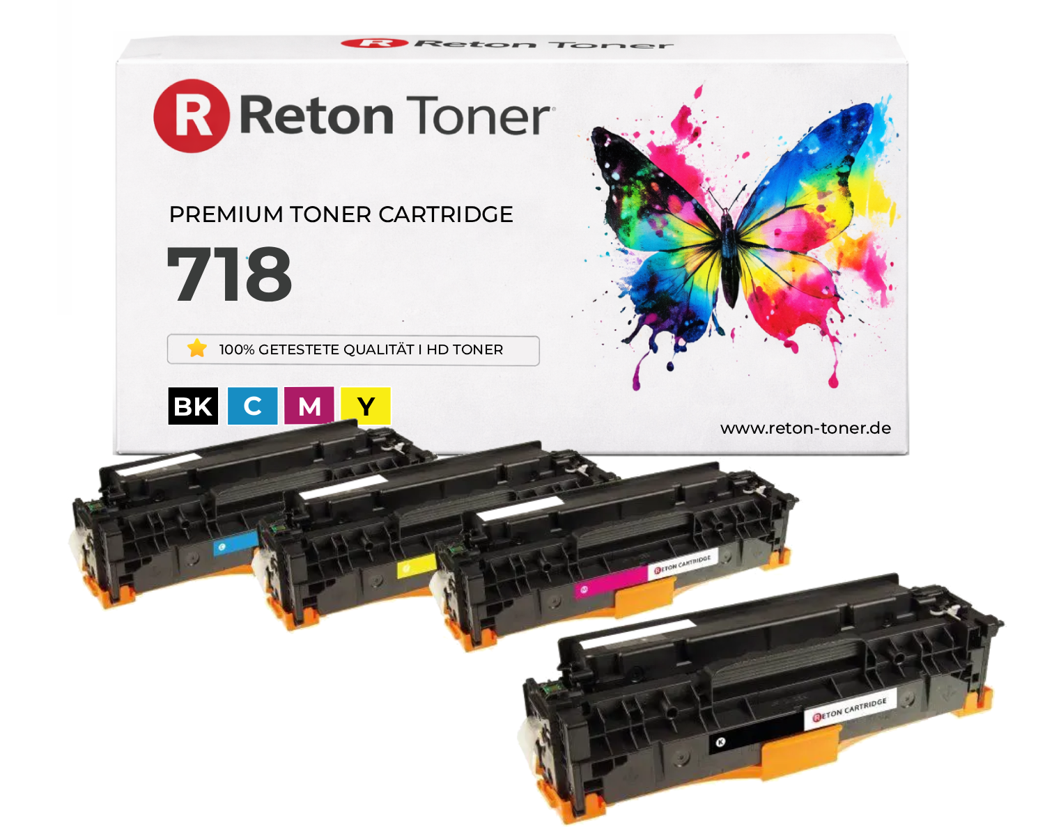 4 Original Reton Toner ersetzen Canon 718BK, 718C, 718M, 718Y