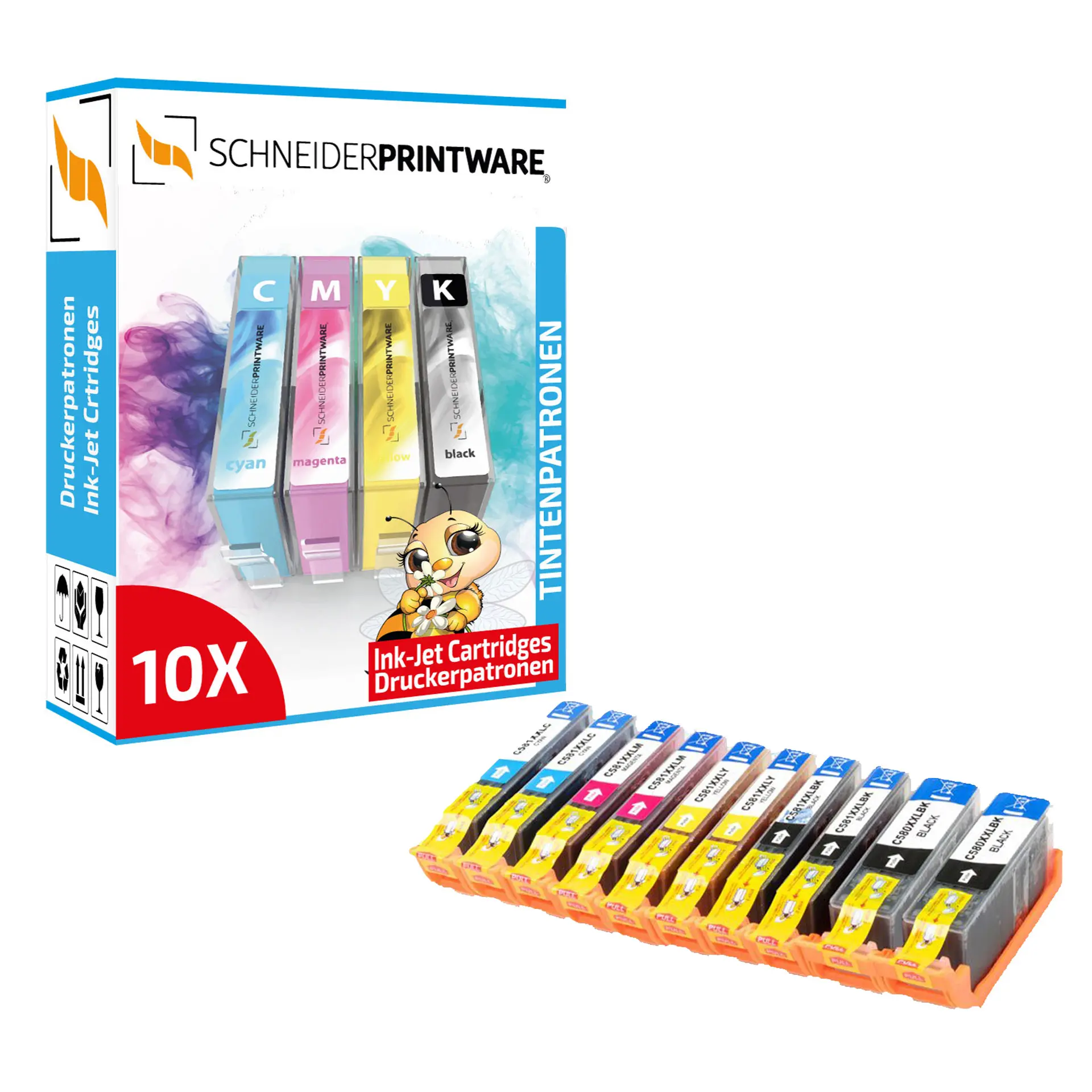 10er-Sparset Kompatibel mit Canon PGI-580XXL / CLI-581XXL Druckerpatronen