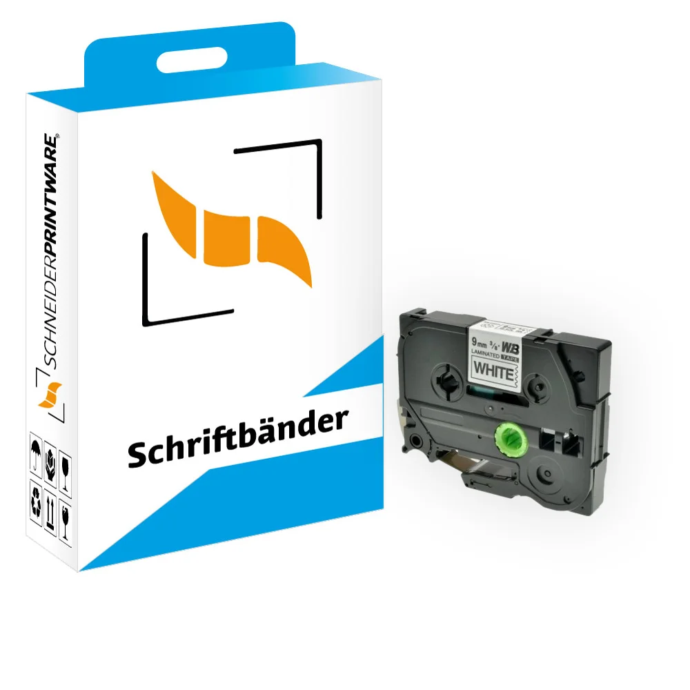 Kompatibel für Brother P-Touch 1000 (TZE-221) Schriftband 9mm/8m Schwarz auf Weiss