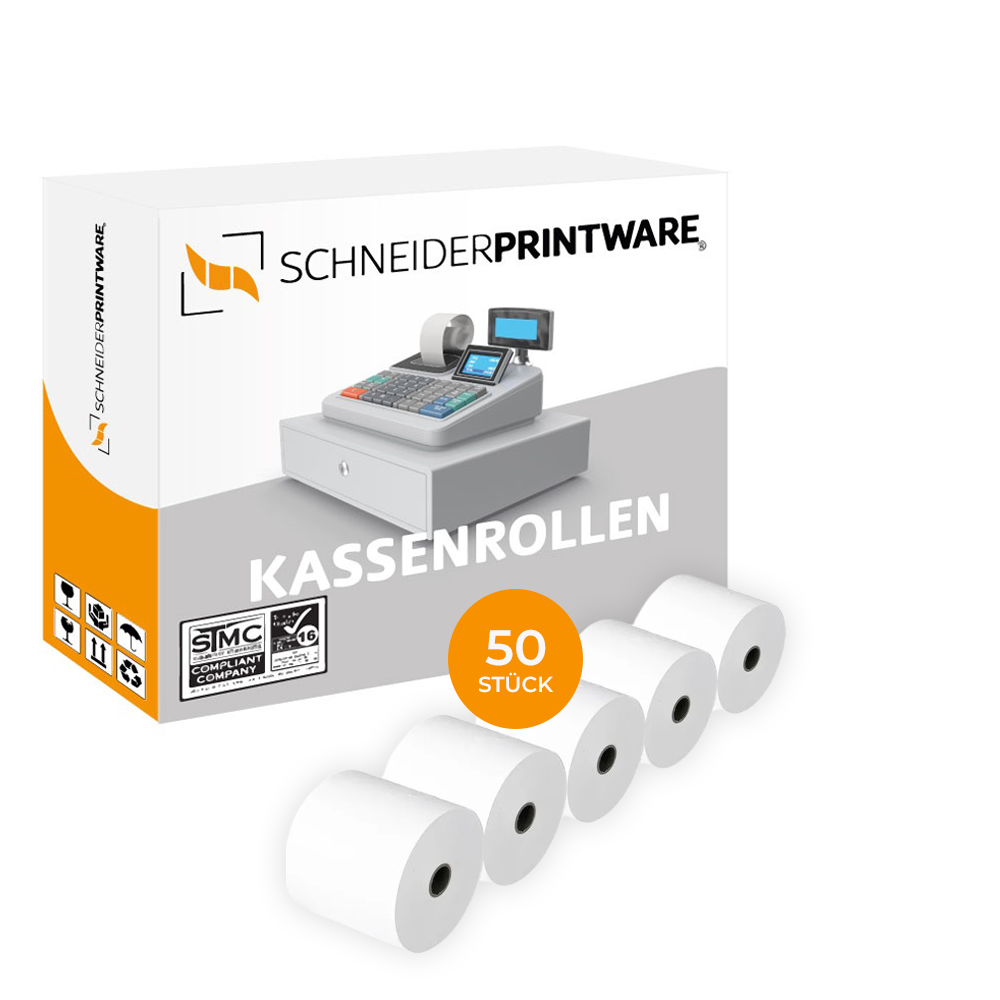 Schneiderprintware Kassenrollen 50x 57mm x 18m x 12mm 38,5mm