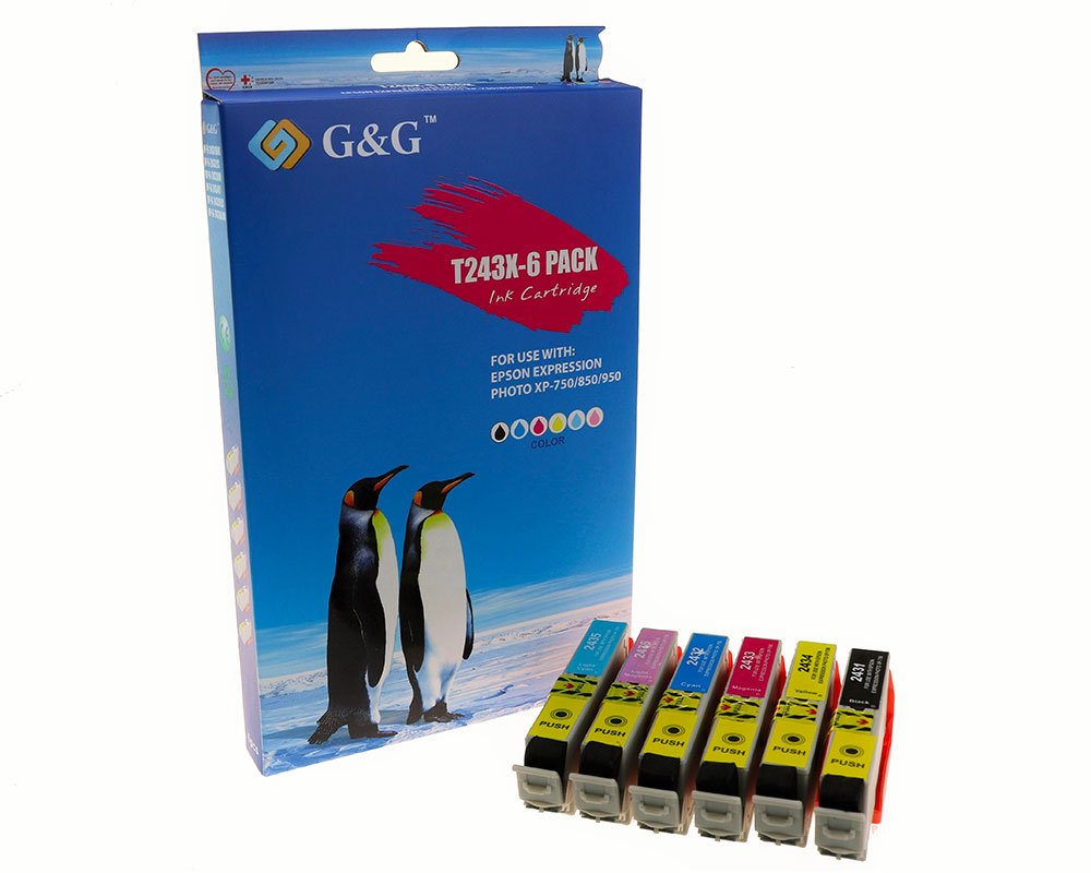 Kompatibel mit Epson 24XL/ T2438/ C13T24384011 Je 1x Black, Cyan, Magenta, Yellow, Hell-Cyan, Hell-M