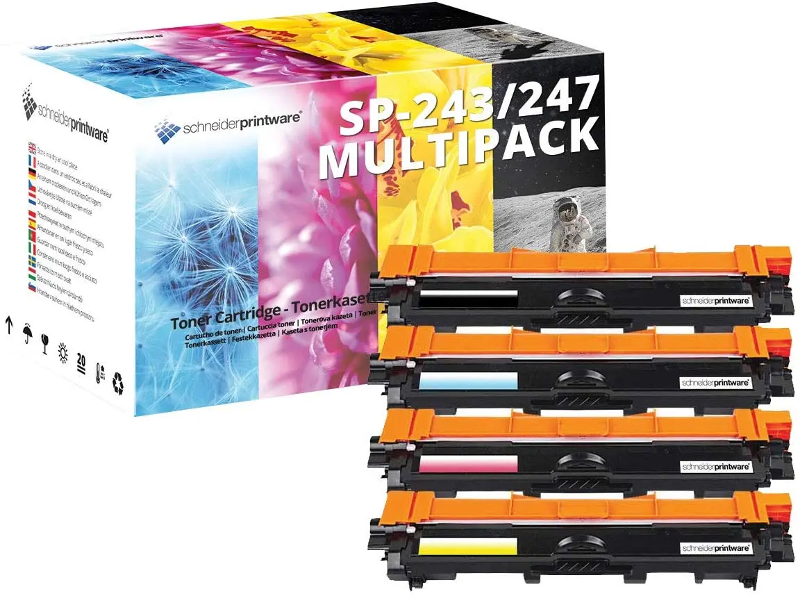 4 Schneider Toner | 35% höhere Reichweite | kompatibel zu Brother TN-243 TN-247