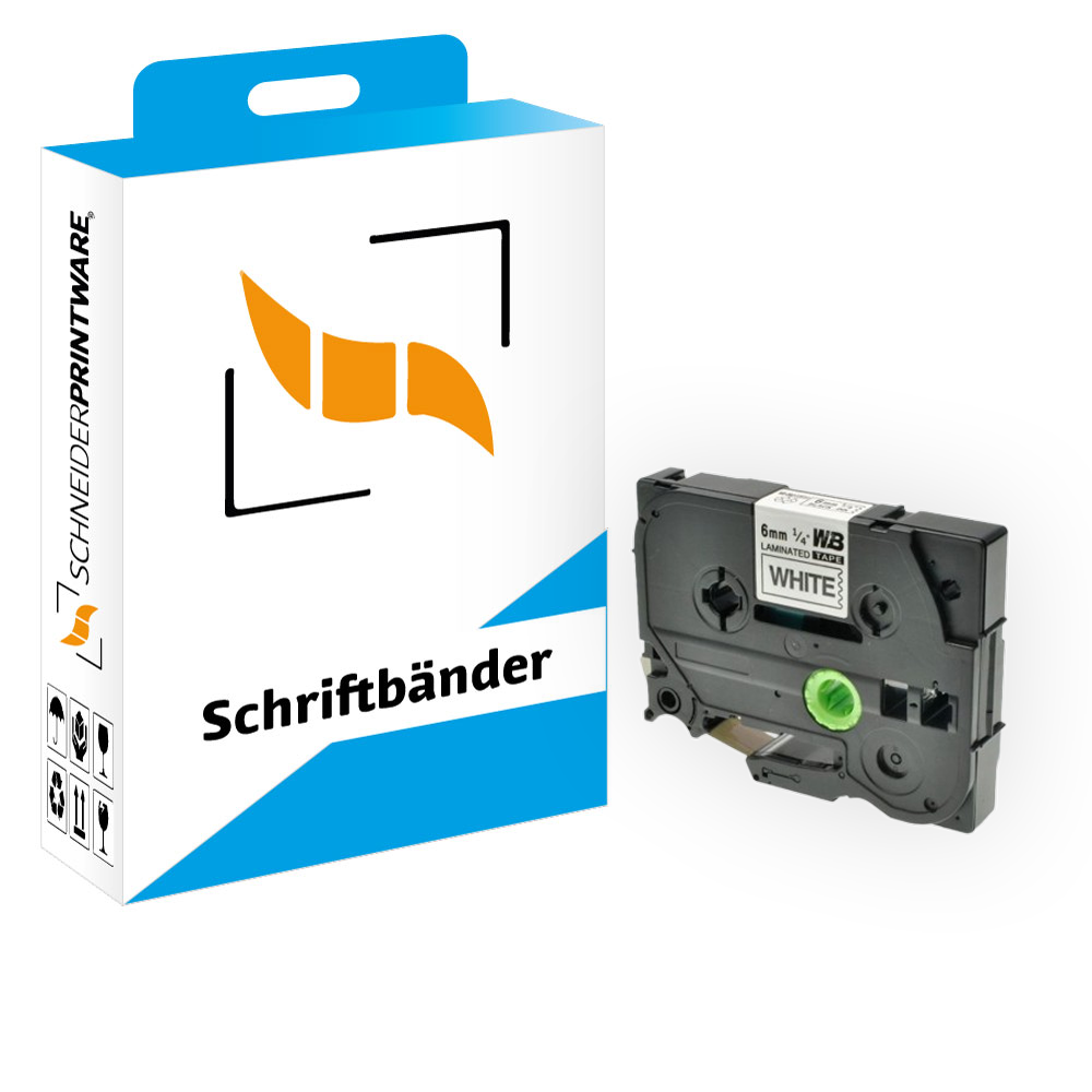 Kompatibel für Brother P-Touch 1000 (TZE-211) Schriftband 6mm/8m Schwarz auf Weiss