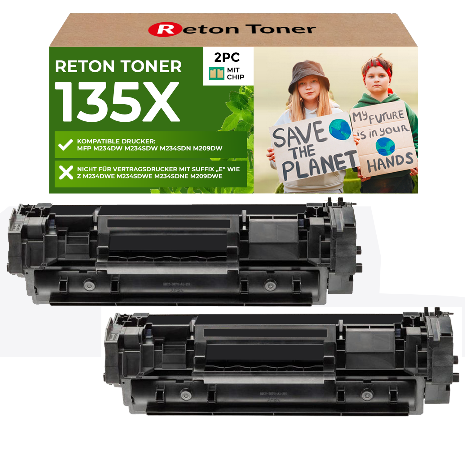 Fachgerecht aufbereitet für HP 135X W1350X Toner [ MIT Recycelten Original-CHIP] 2er-Pack