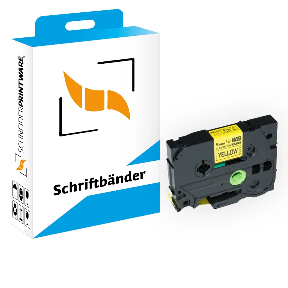 Kompatibel für Brother P-Touch 1000 (TZE-FX621) Schriftband 9mm/8m Schwarz auf Gelb Kompatibel für Brother P-Touch 1000 (TZE-FX621) Schriftband 9mm/8m Schwarz auf Gelb