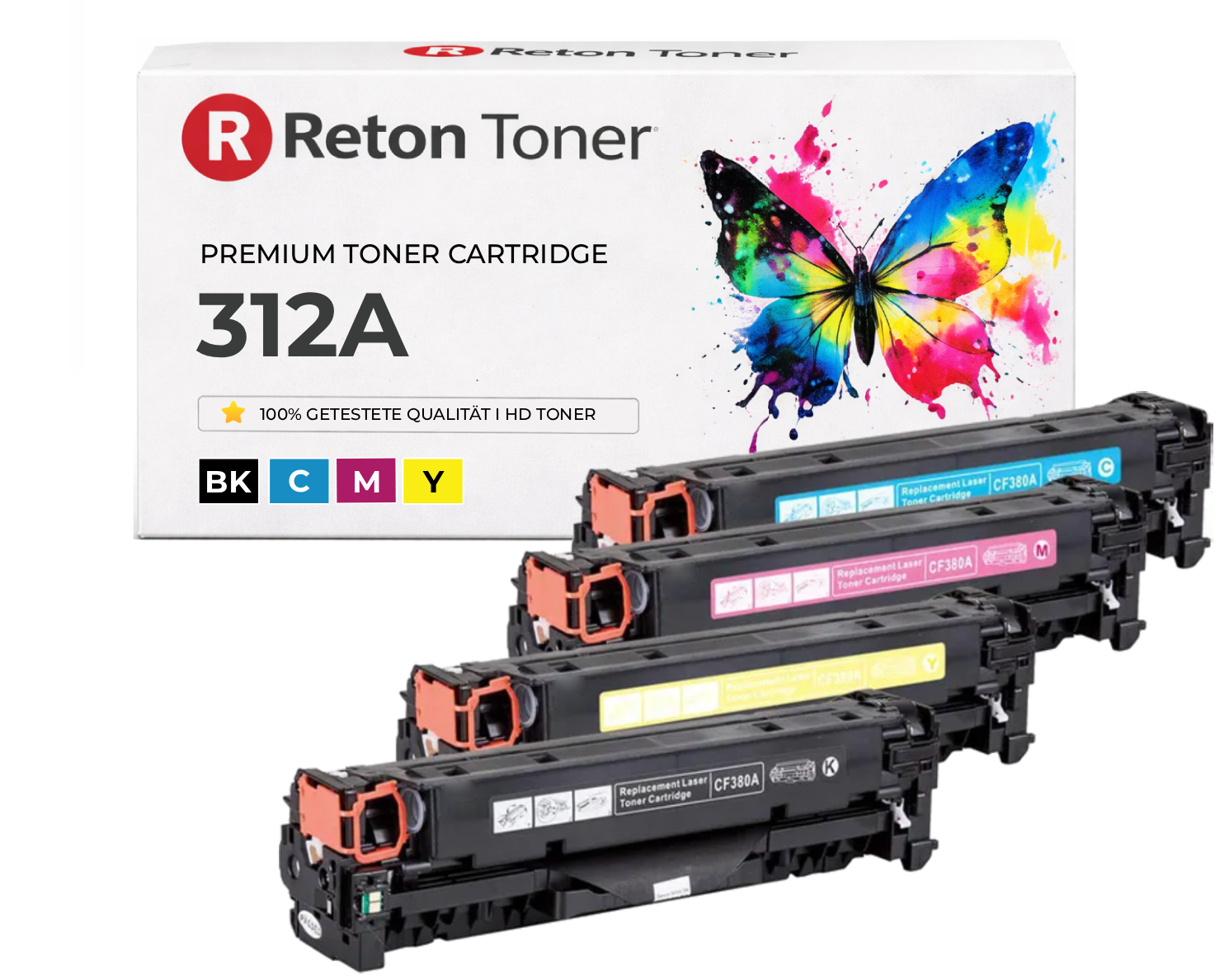 4 Reton Toner kompatibel zu HP 312A / CF380A, CF381A, CF382A, CF383A