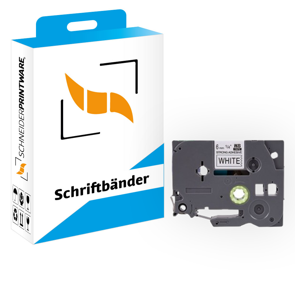 Kompatibel für Brother P-Touch 1000 (TZE-S211) Schriftband 6mm/8m Schwarz auf Weiss