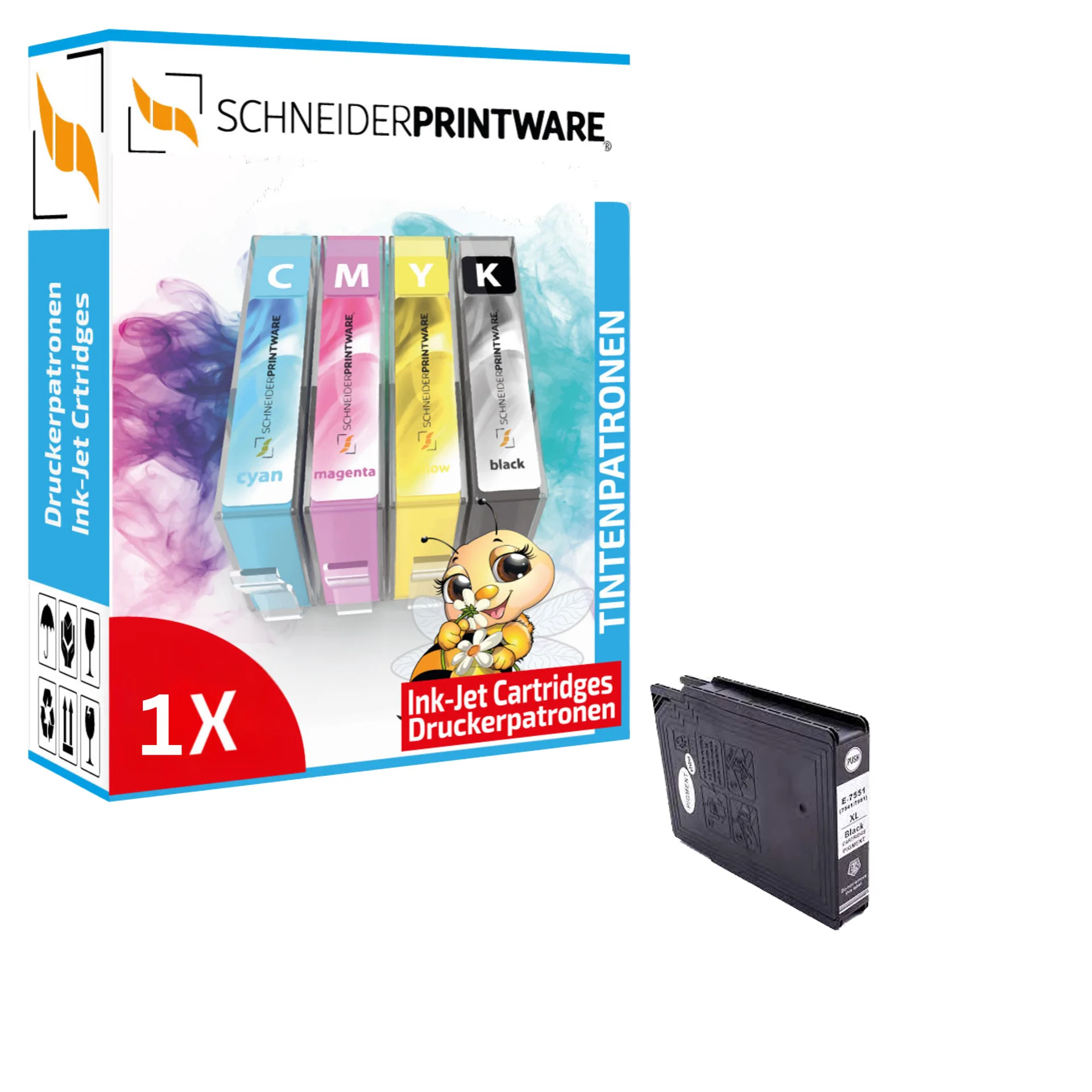 Schneider Druckerpatrone ersetzt Epson T7551XL Pigment Black