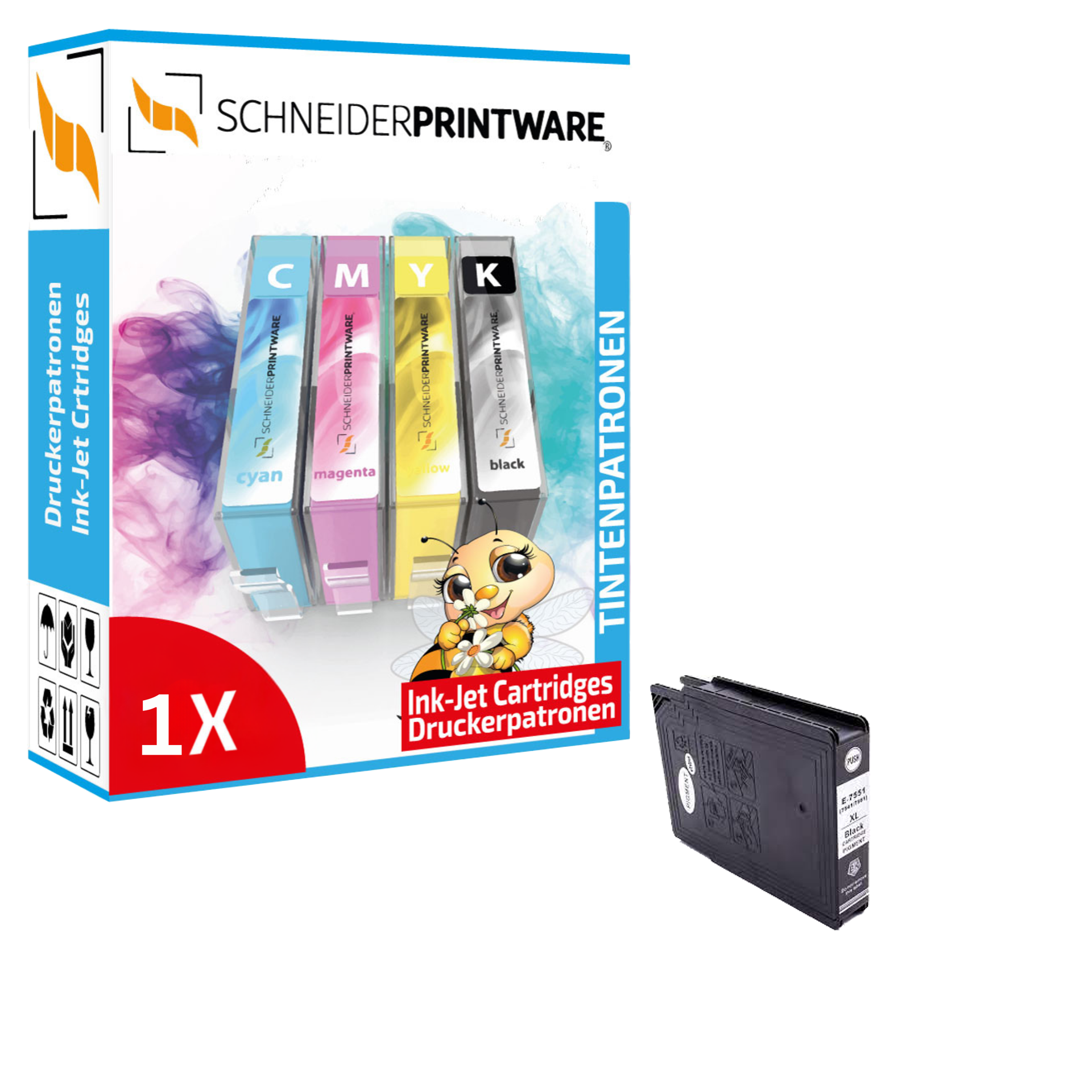 Schneider Druckerpatrone ersetzt Epson T7551XL Pigment Black