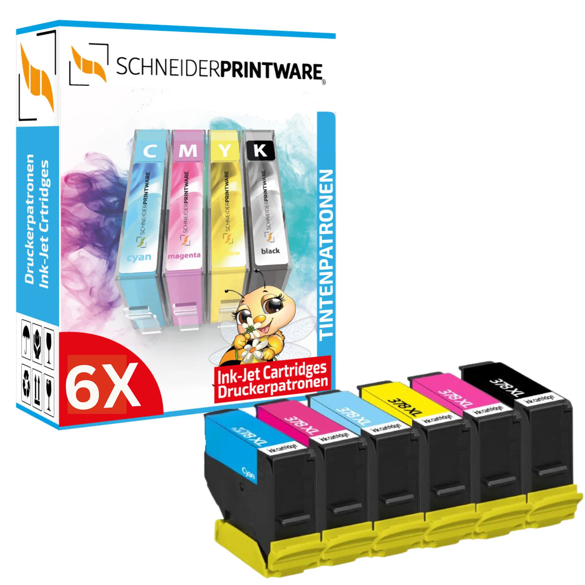 6x Schneiderprintware Druckerpatronen ersetzen Epson 378XL ( Eichhörnchen ) Multipack