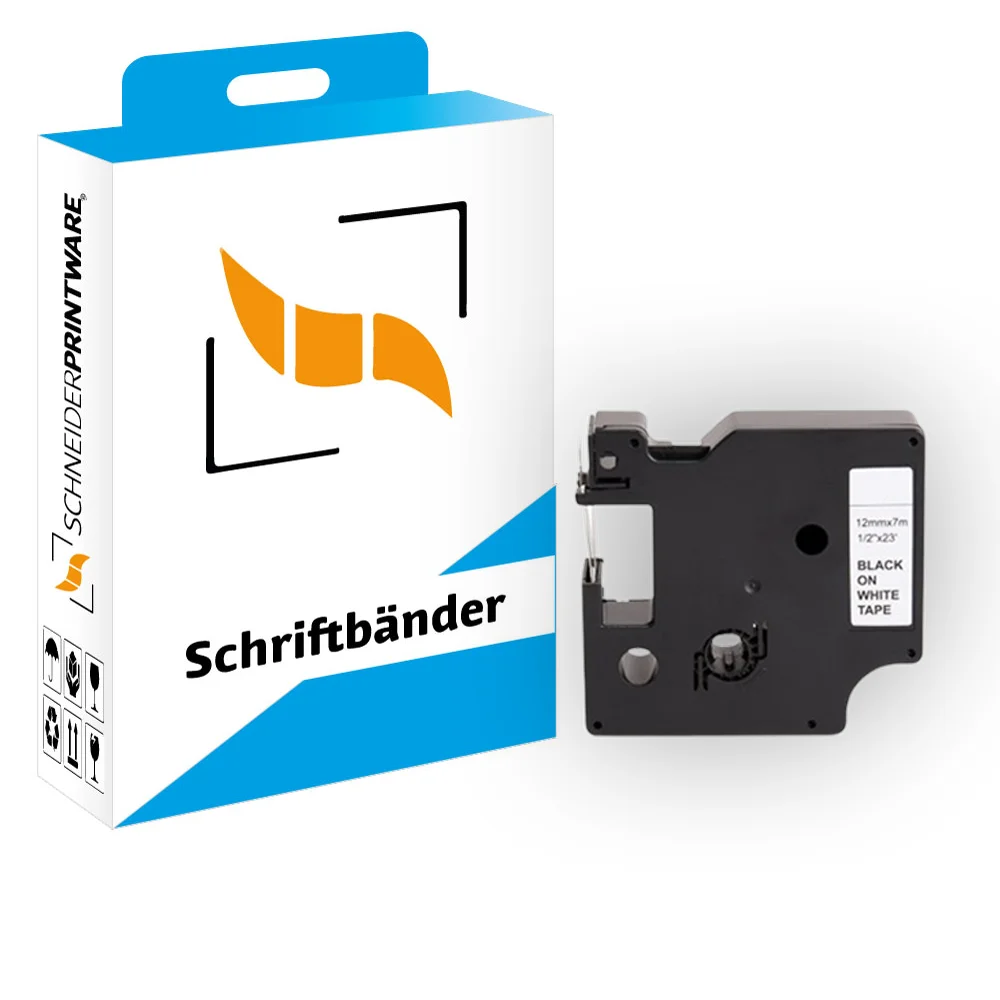 Kompatibel für Dymo Labelmaker 4500 (45010 / S0720500) Schriftband 12mm/7m Schwarz auf Transparent