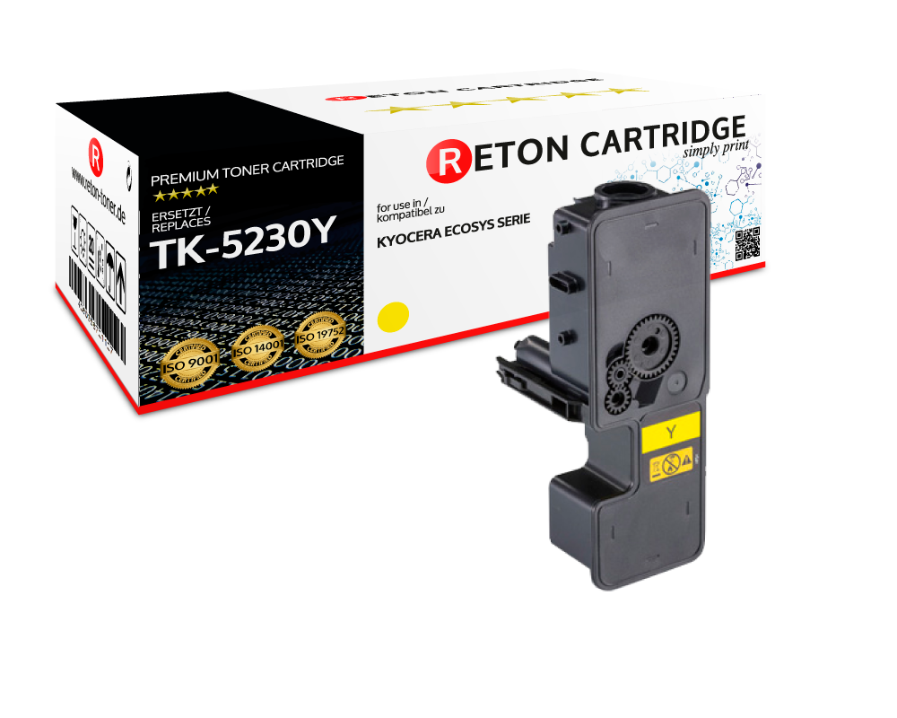 Reton Toner | 50% höhere Druckleistung | ersetzt Kyocera TK-5230Y Yellow