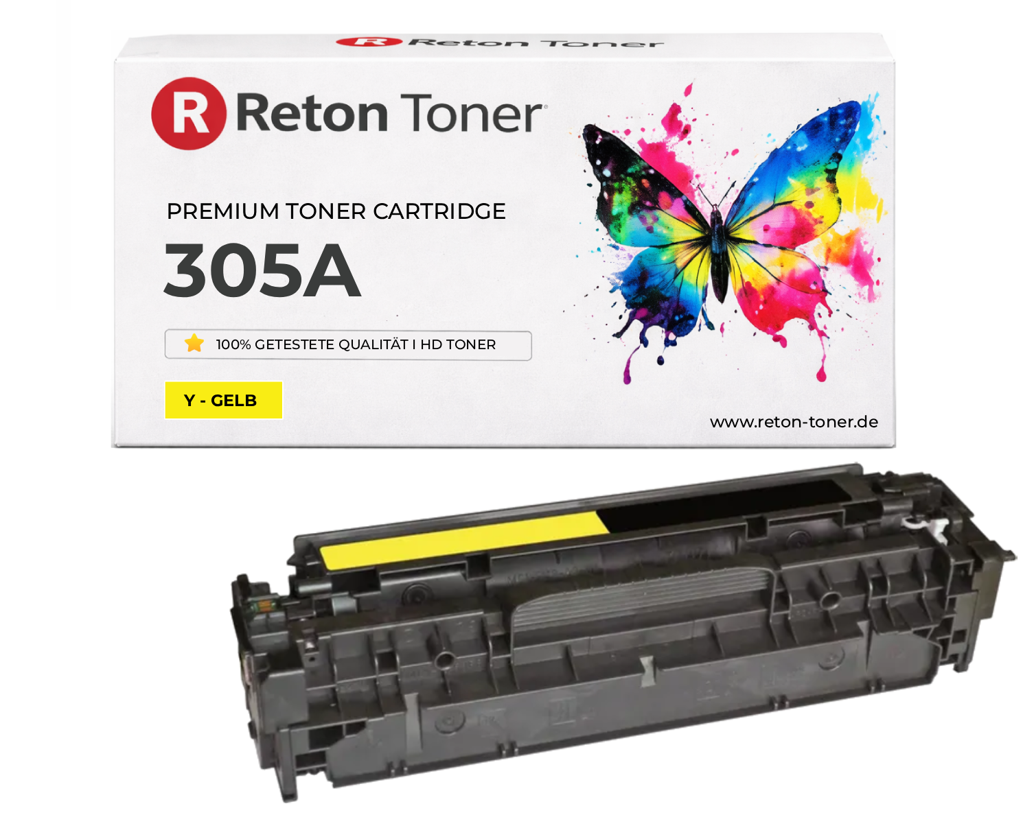 Original Reton Toner 35% mehr Druckleistung ersetzt HP CE412A / 305A Yellow