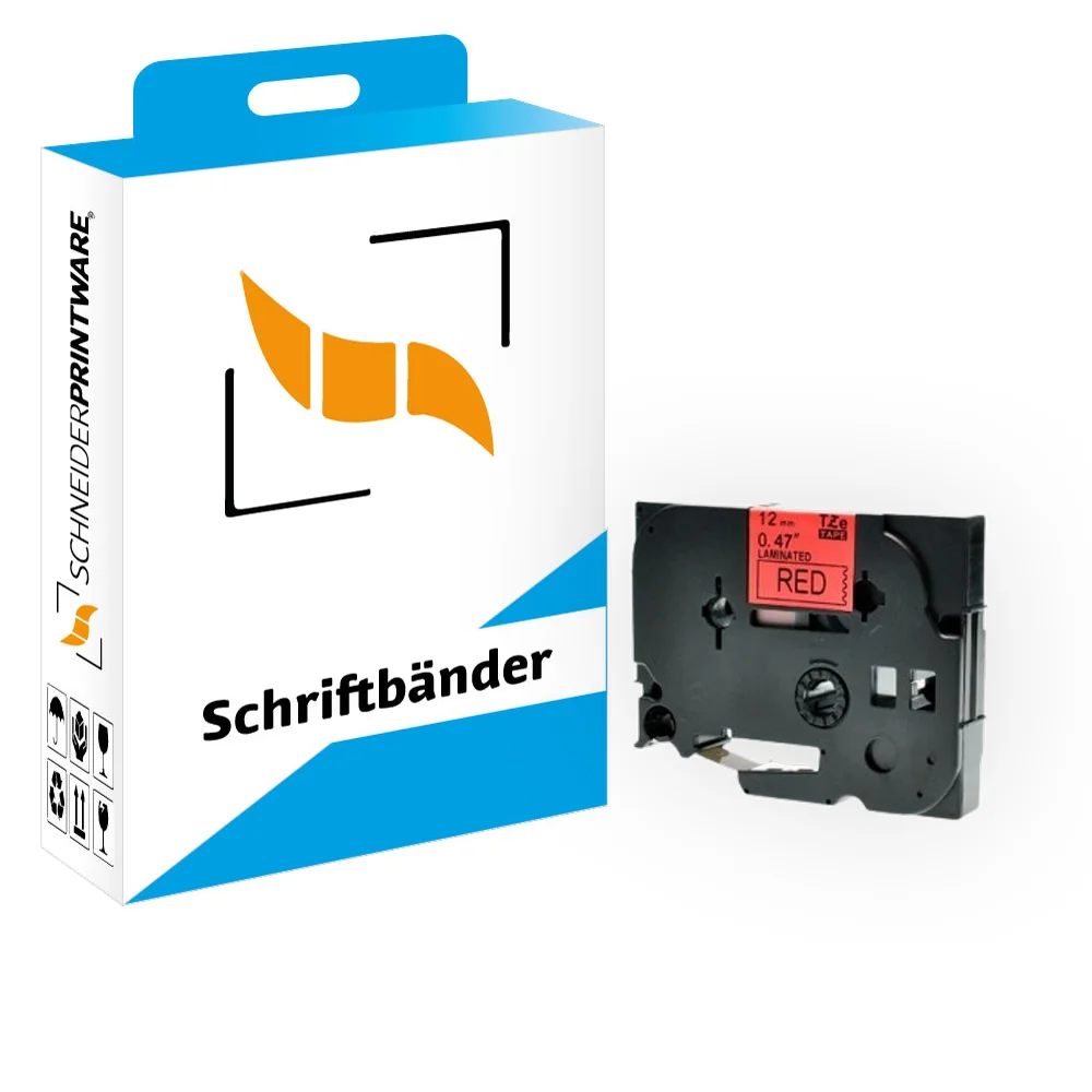 Kompatibel für Brother P-Touch 1000 (TZE-431) Schriftband 12mm/8m Schwarz auf Rot