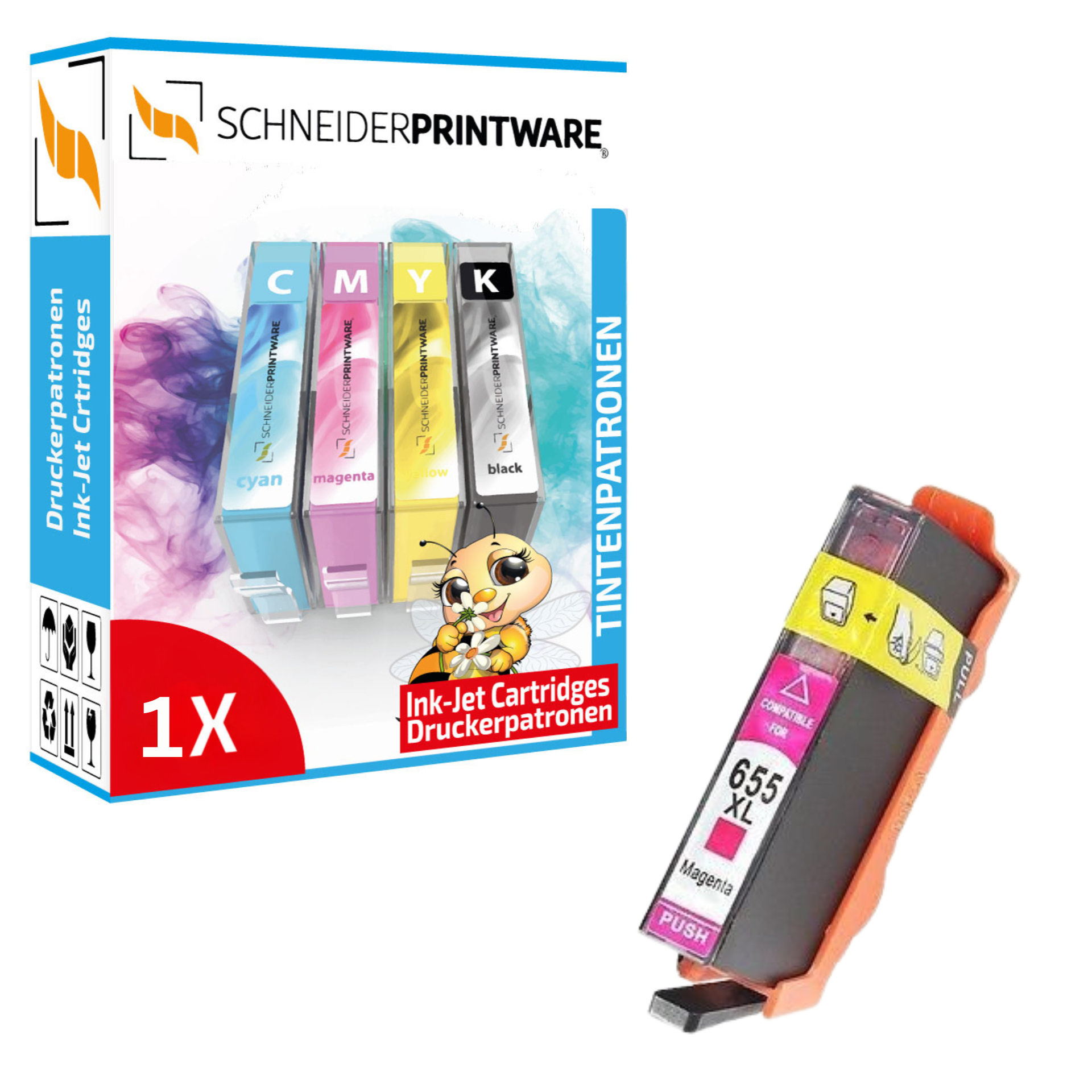 Schneider Druckerpatrone ersetzt HP 655XL Magenta