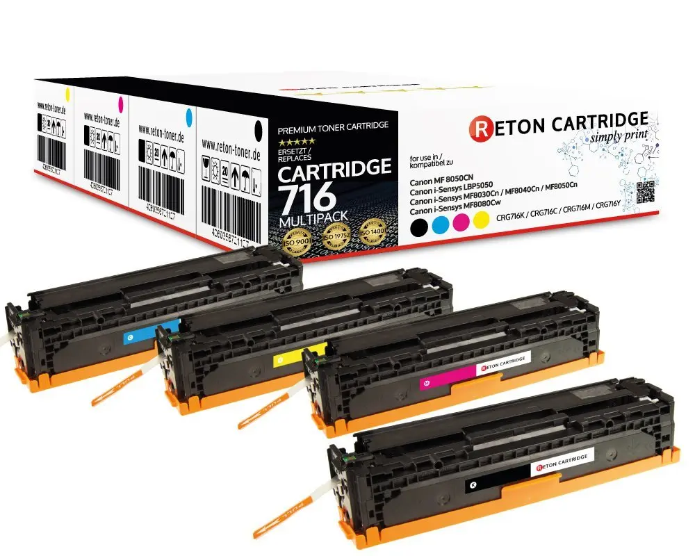 4 Reton Toner 35% mehr Druckleistung ersetzen Canon 716BK, 716C, 716M, 716Y