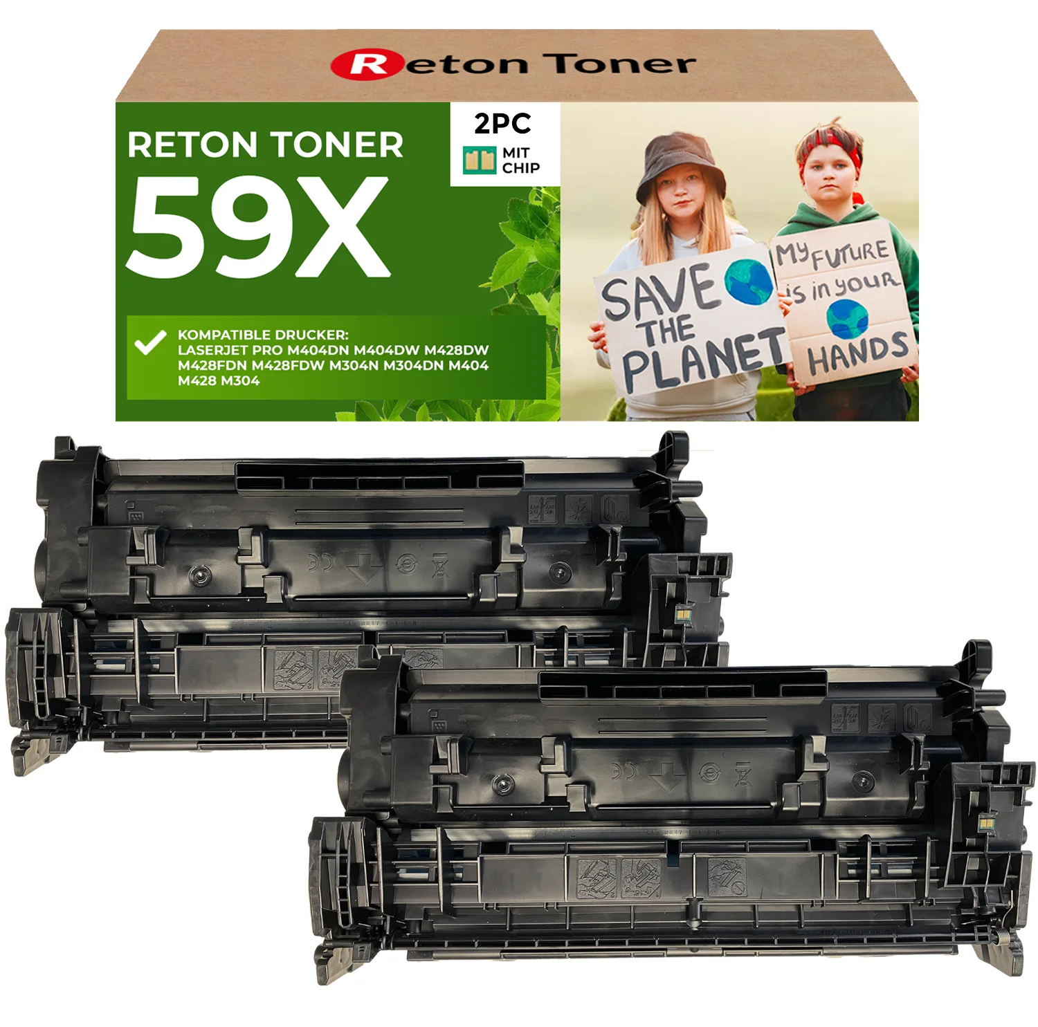Fachgerecht aufbereitet für HP CF259X 59X 59A Toner [ MIT Recyceltem Original-CHIP] 2er-Pack