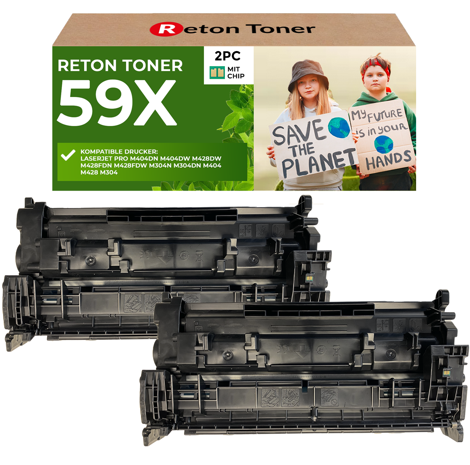 Fachgerecht aufbereitet für HP CF259X 59X 59A Toner [ MIT Recyceltem Original-CHIP] 2er-Pack