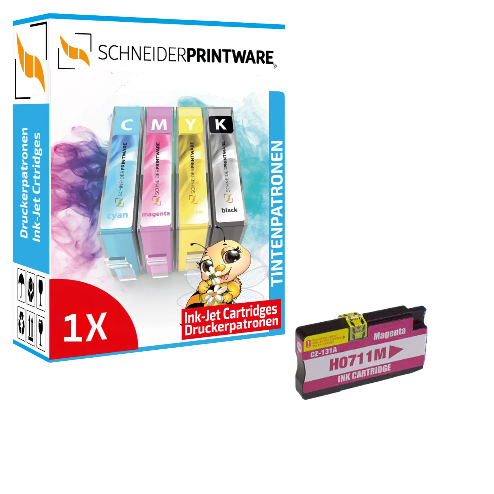 Schneider Druckerpatrone ersetzt HP 711XL Magenta