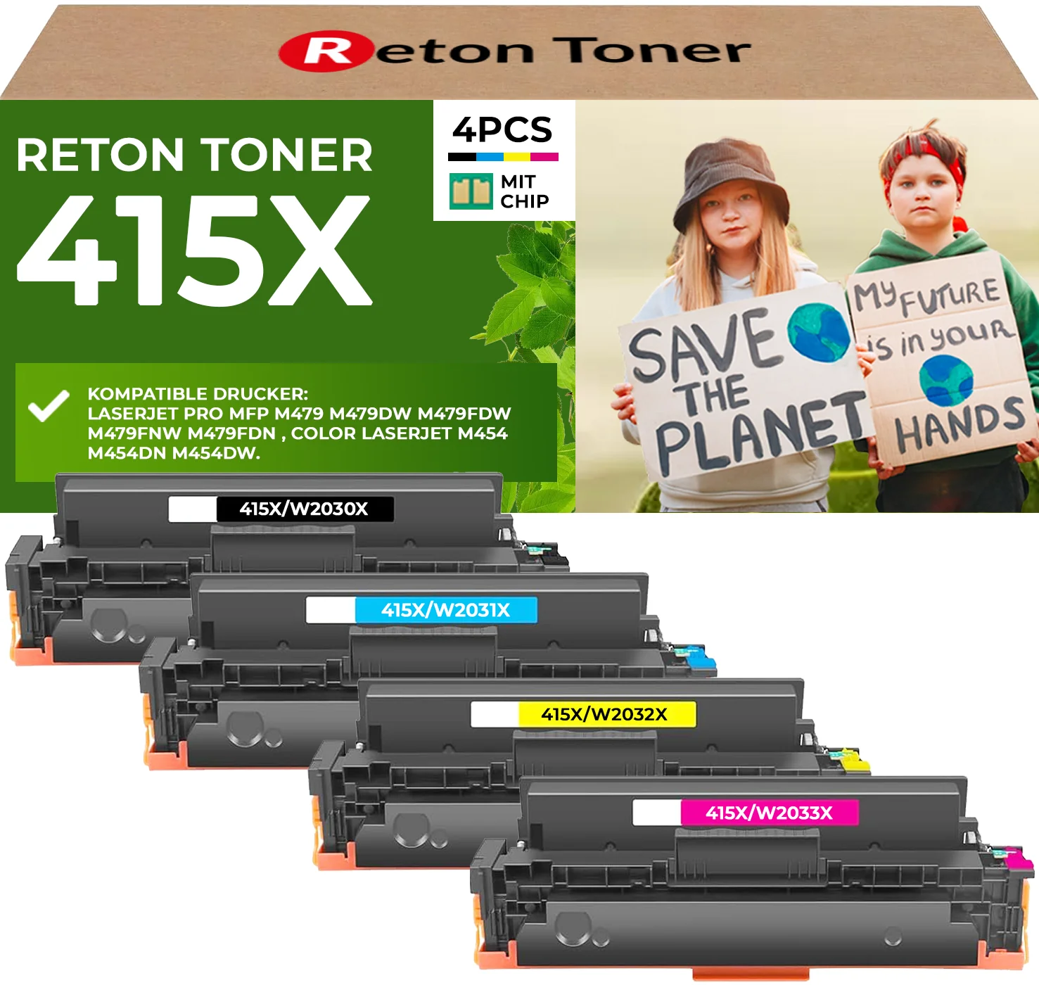 Fachgerecht aufbereitet für HP 415X 415A Toner [ MIT Recycelten Original-CHIP] Multipack