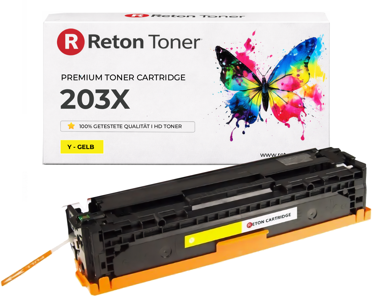 Original Reton Toner | 40% höhere Druckleistung | ersetzt HP 203X CF542X Yellow
