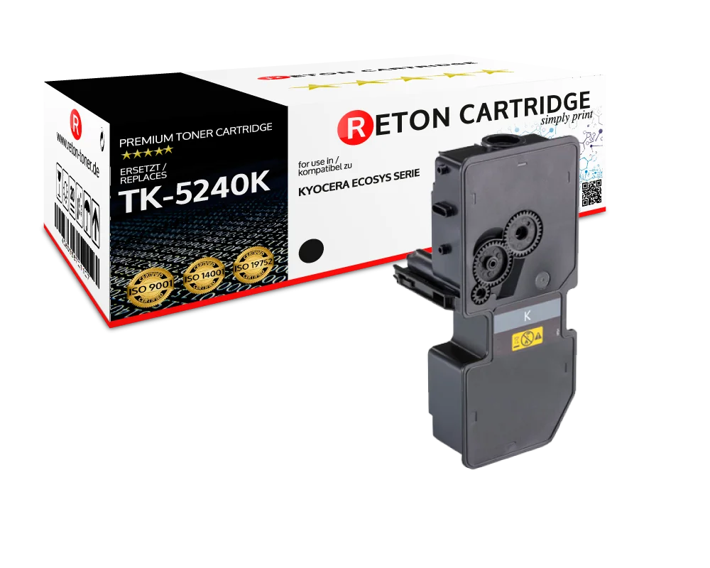 Reton Toner | 50% höhere Druckleistung | ersetzt Kyocera TK-5240K Schwarz