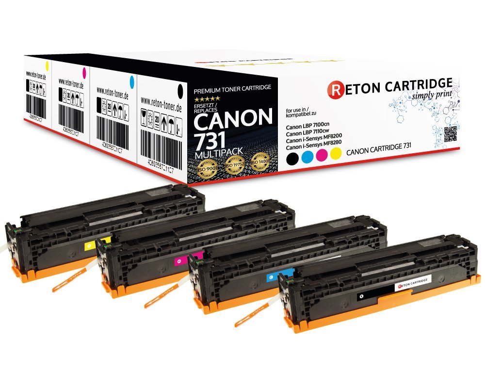 4 Original Reton Toner ersetzen Canon 731BK, 731C, 731M, 731Y