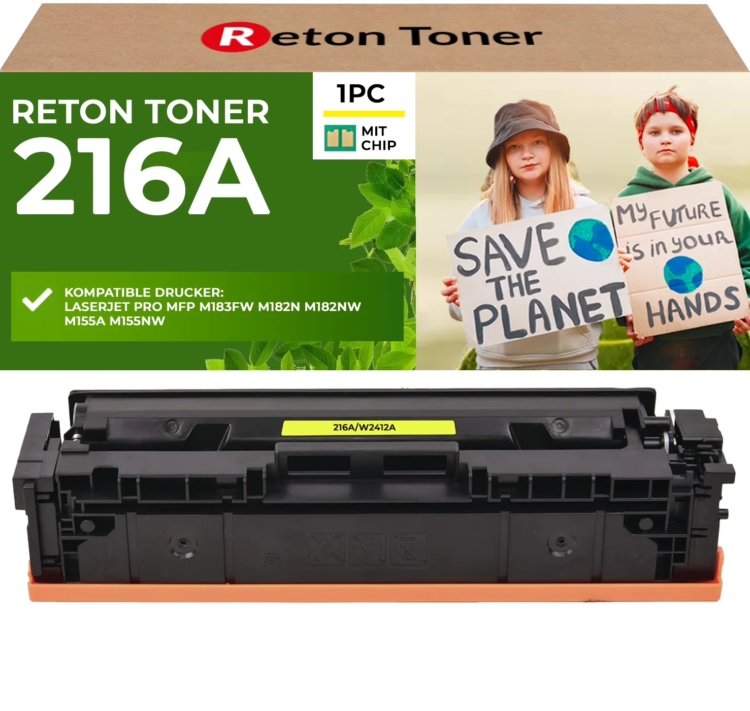 Fachgerecht aufbereitet für HP 216A / W2412A Yellow [ MIT Recycelten Original-CHIP]