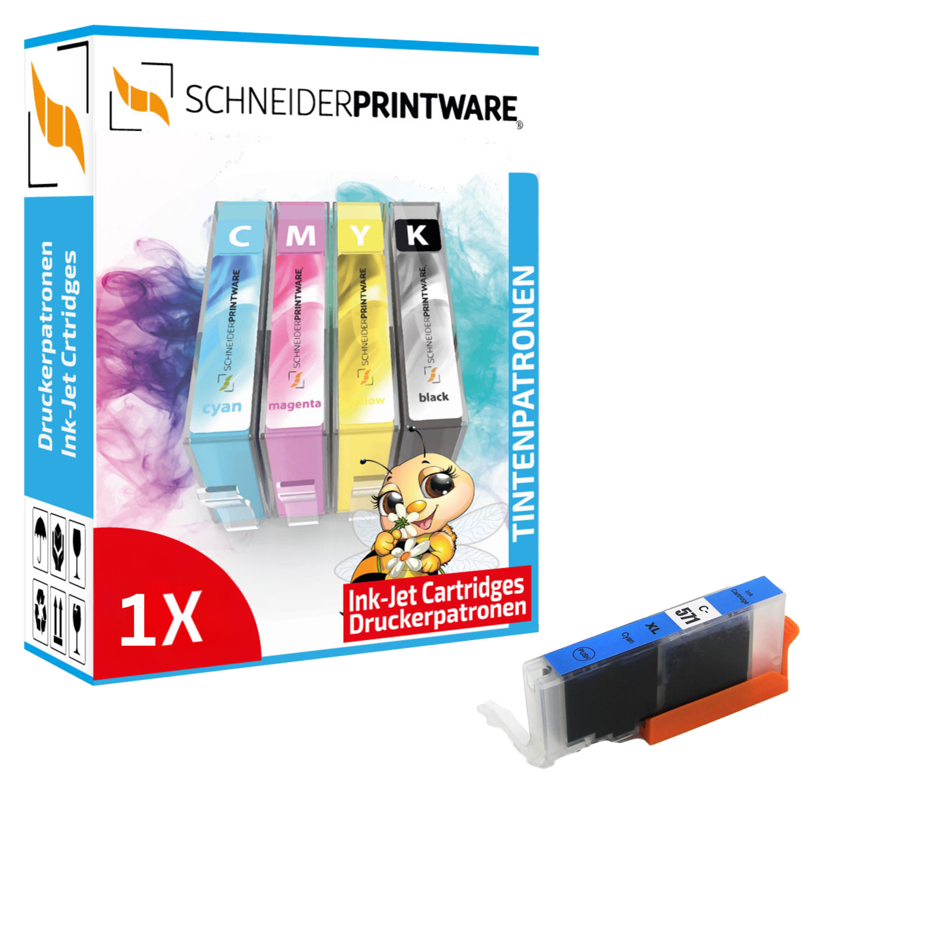 Schneider Druckerpatrone ersetzt Canon CLI-571XL Cyan