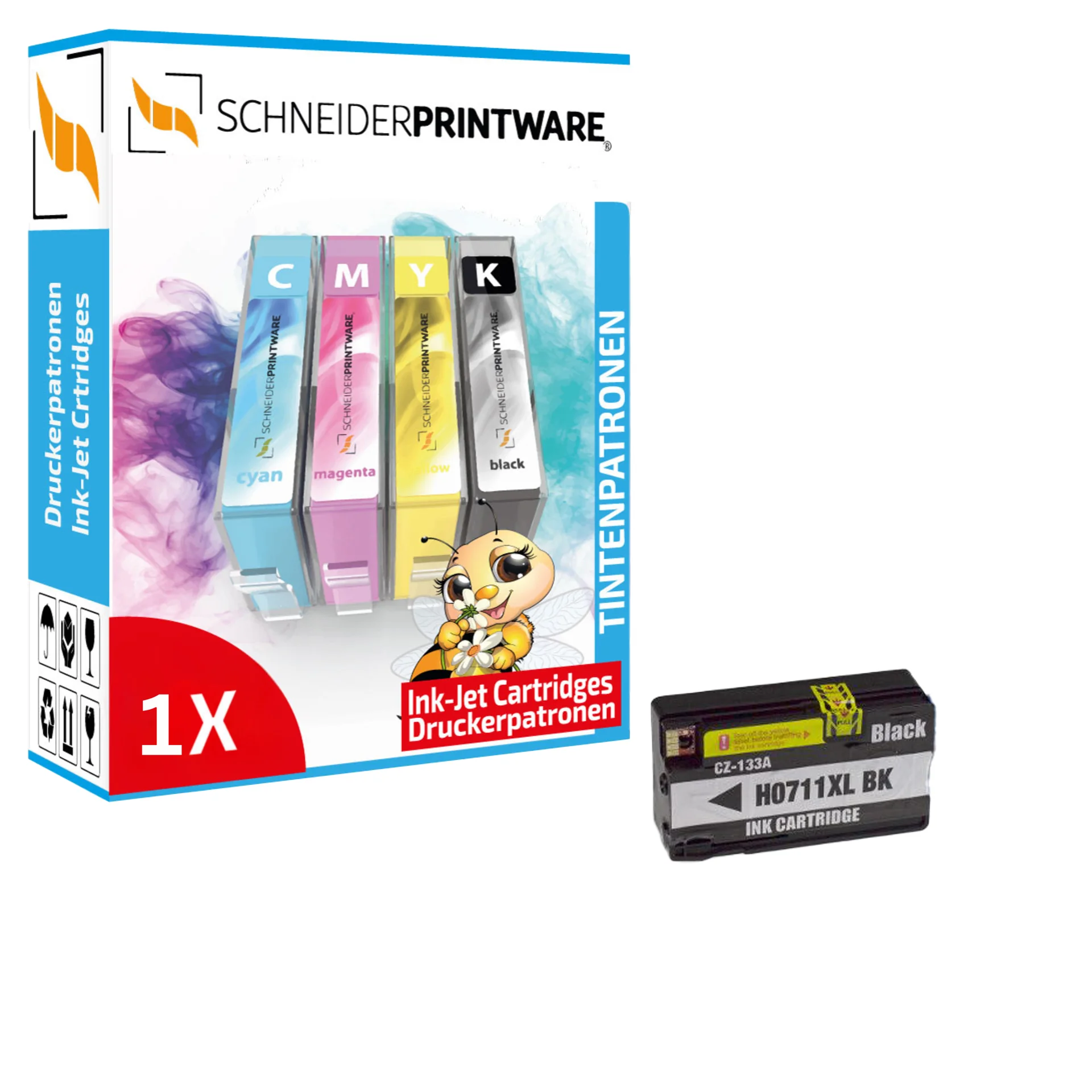 Schneider Druckerpatrone ersetzt HP 711XL Cyan