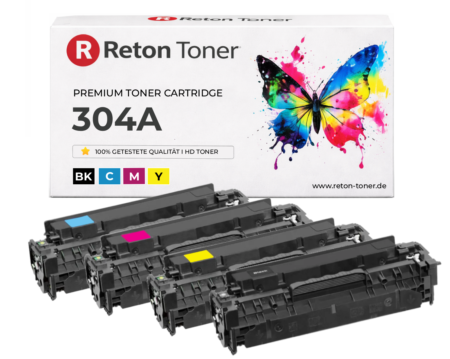 4 Reton Toner kompatibel zu HP 304A / CC530A, CC531A, CC532A, CC533A
