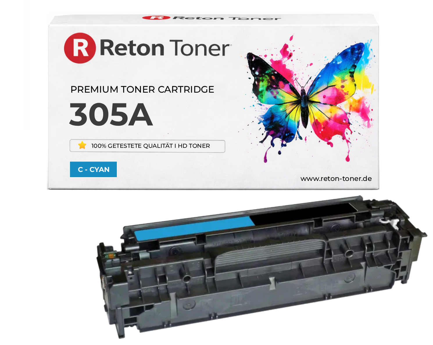 Original Reton Toner 35% mehr Druckleistung ersetzt HP CE411A / 305A Cyan