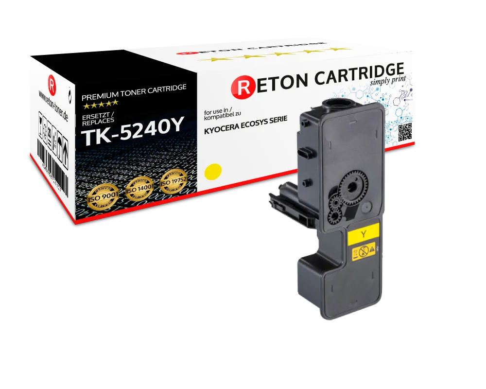Reton Toner | 50% höhere Druckleistung | ersetzt Kyocera TK-5240Y Yellow