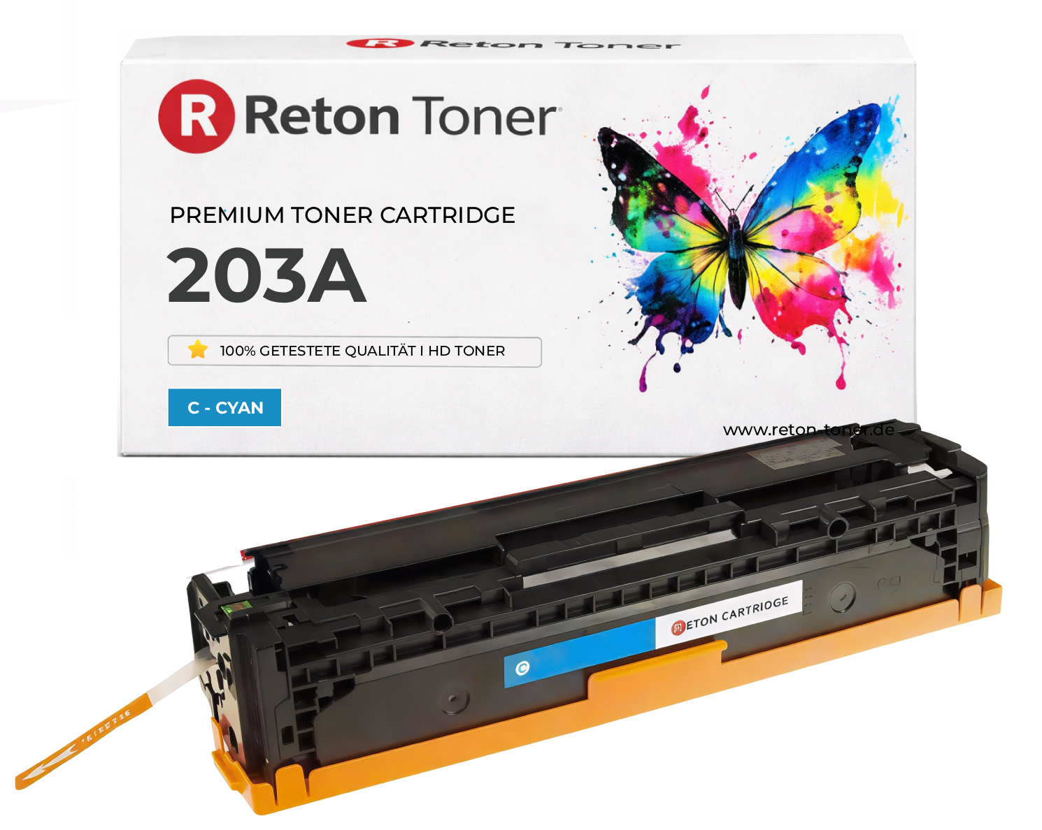 Original Reton Toner | 40% höhere Druckleistung | ersetzt HP 203A CF541A Cyan