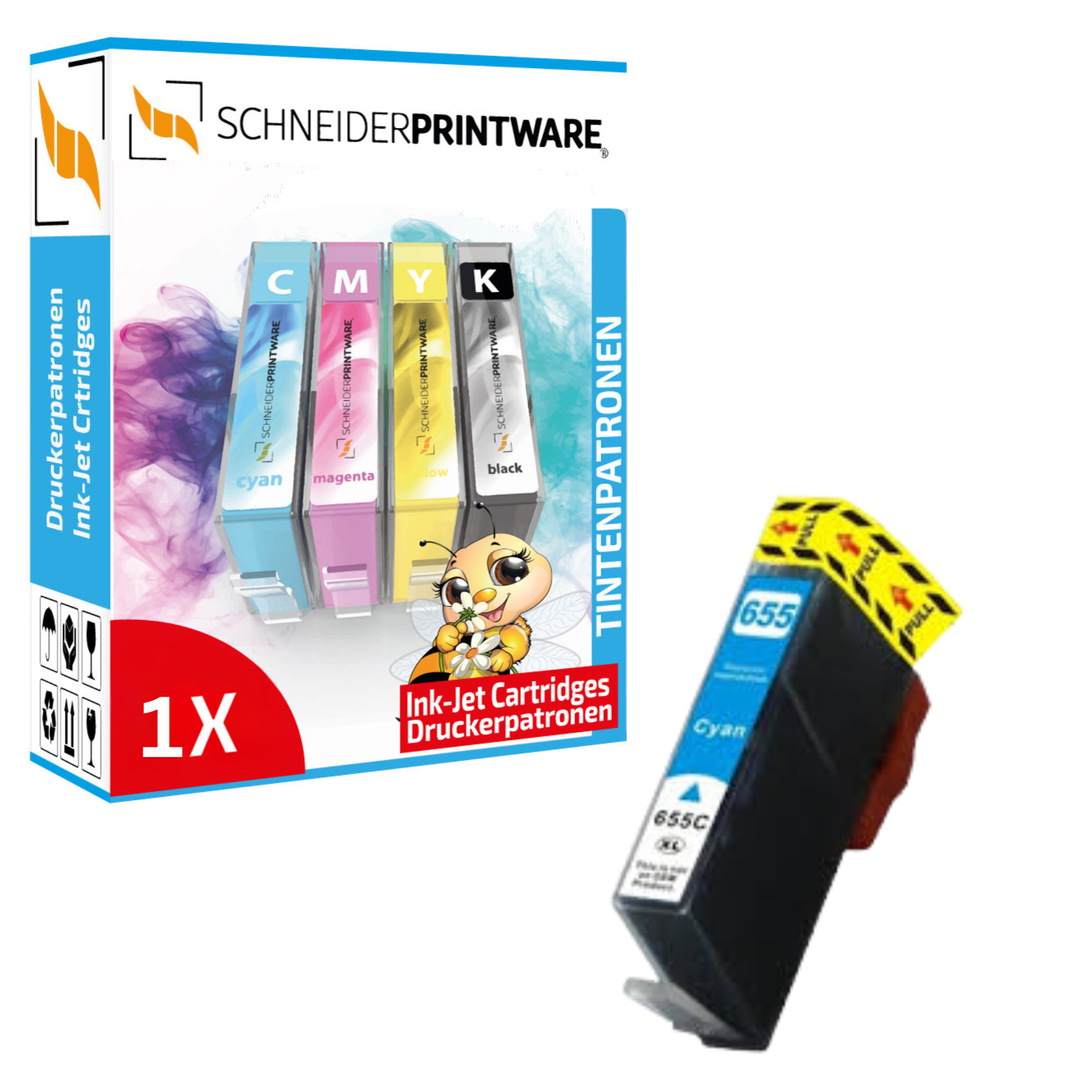 Schneider Druckerpatrone ersetzt HP 655XL Cyan