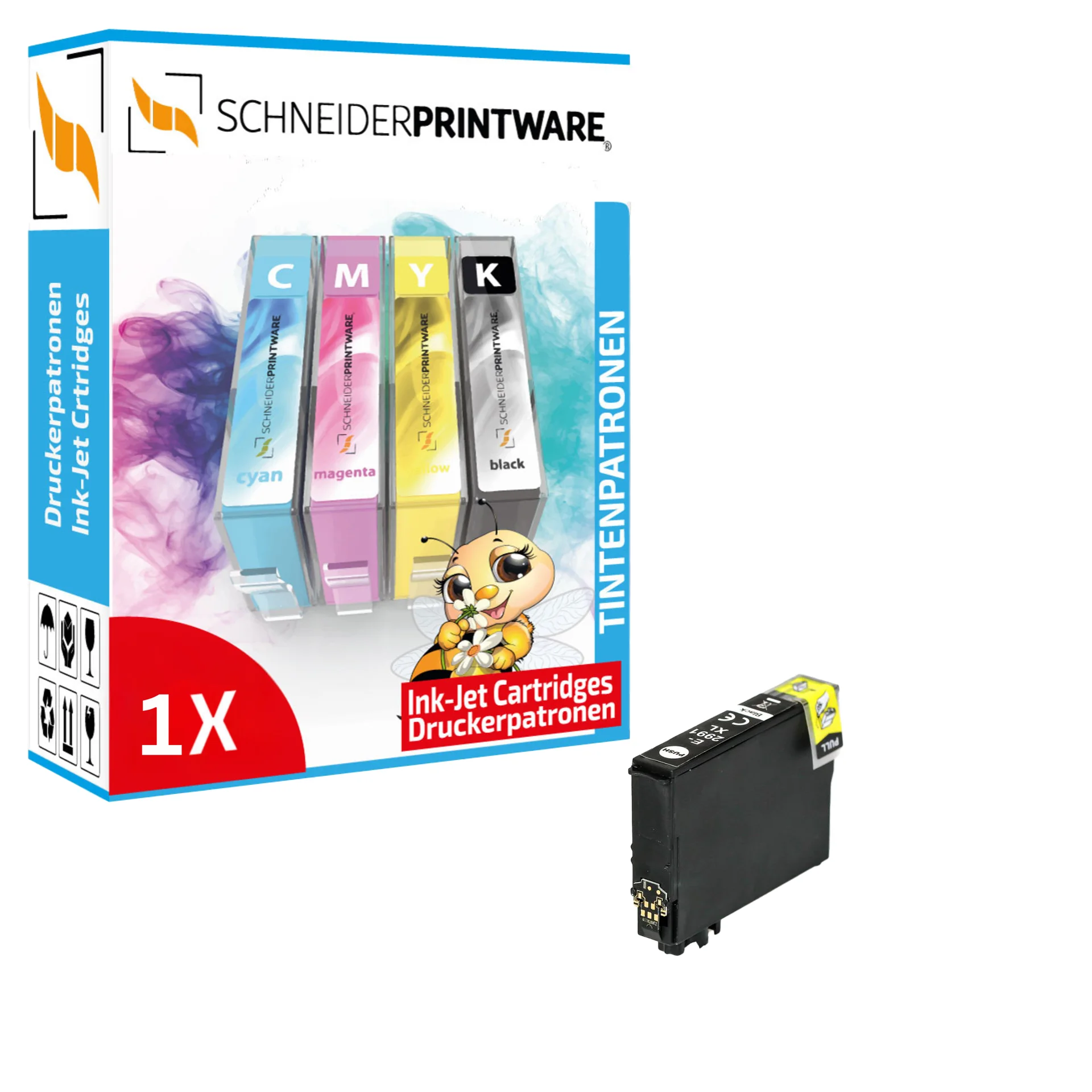 Schneider Druckerpatrone ersetzt Epson T2991 Black (Erdbeere)