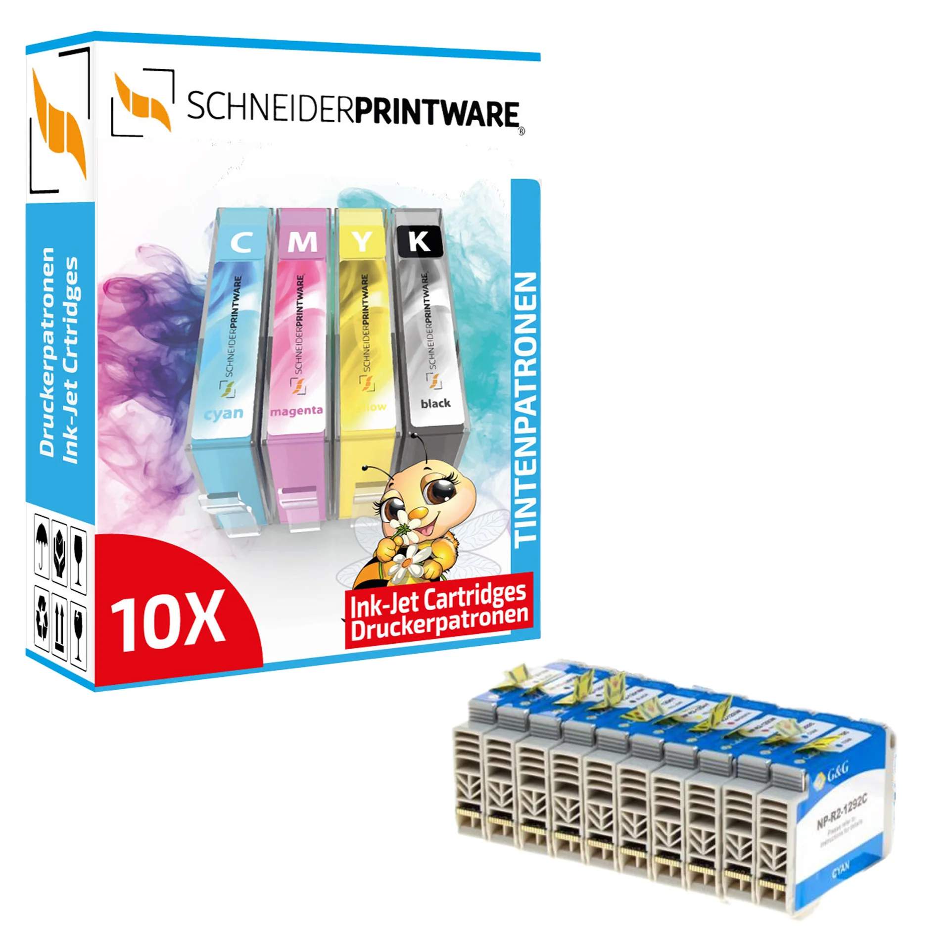 Kompatibel mit Epson T129 XL-Druckerpatronen 10er-Set 4x Schwarz, 2x Cyan, 2x Magenta, 2x Yellow