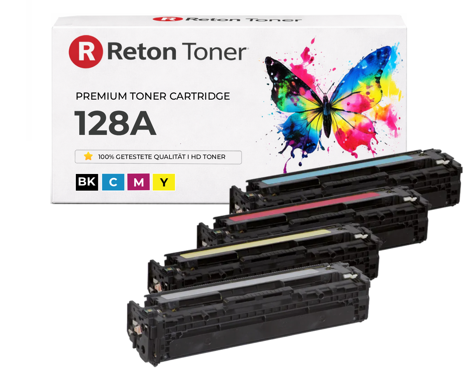 4x Tonerkartuschen ersetzen HP 128A / CE320A, CE321A, CE322A, CE323A