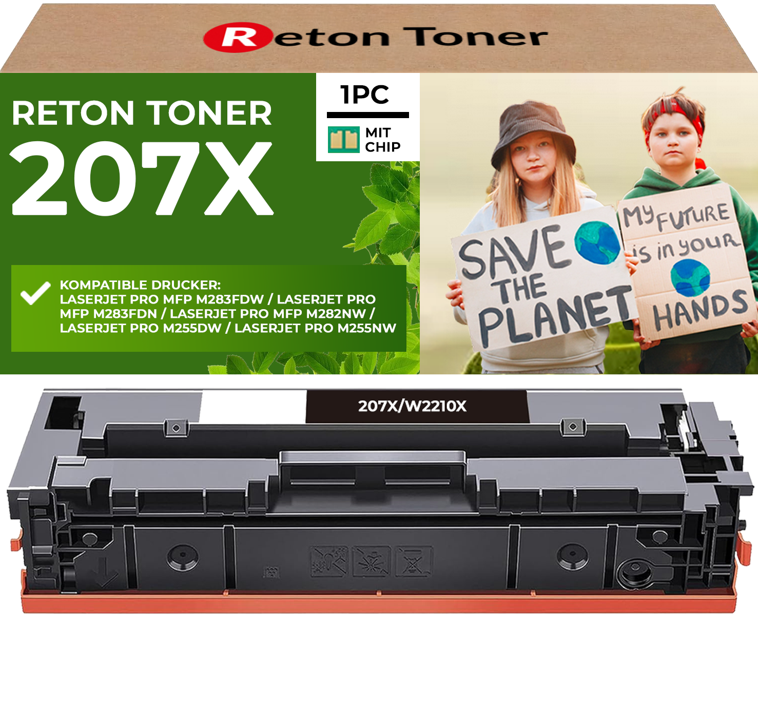 Fachgerecht aufbereitet für HP 207X W2210X Schwarz Toner [ MIT Recycelten Original-CHIP]