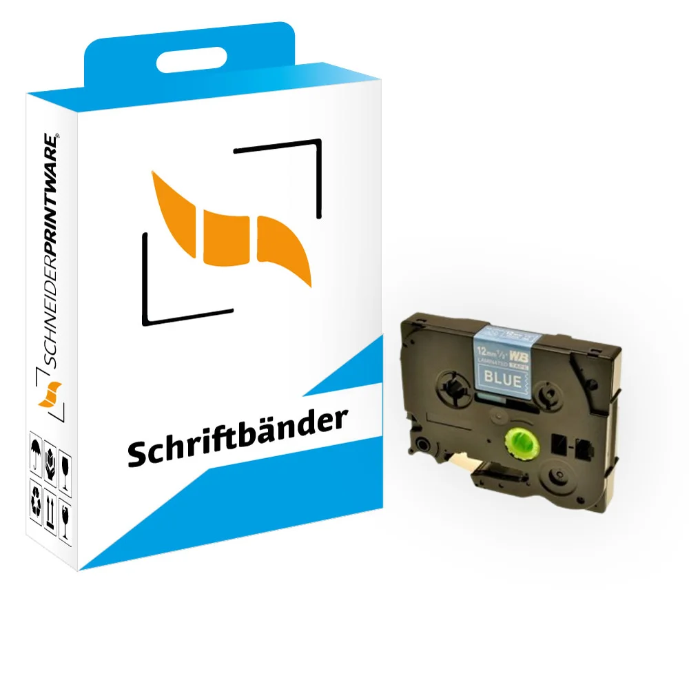 Kompatibel für Brother P-Touch 1000 (TZE-535) Schriftband 12mm/8m Weiss auf Blau
