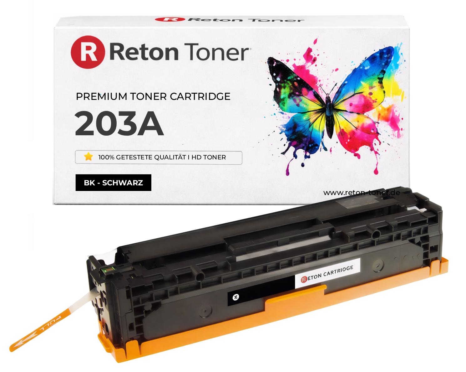 Original Reton Toner | 40% höhere Druckleistung | ersetzt HP 203A CF540A Schwarz