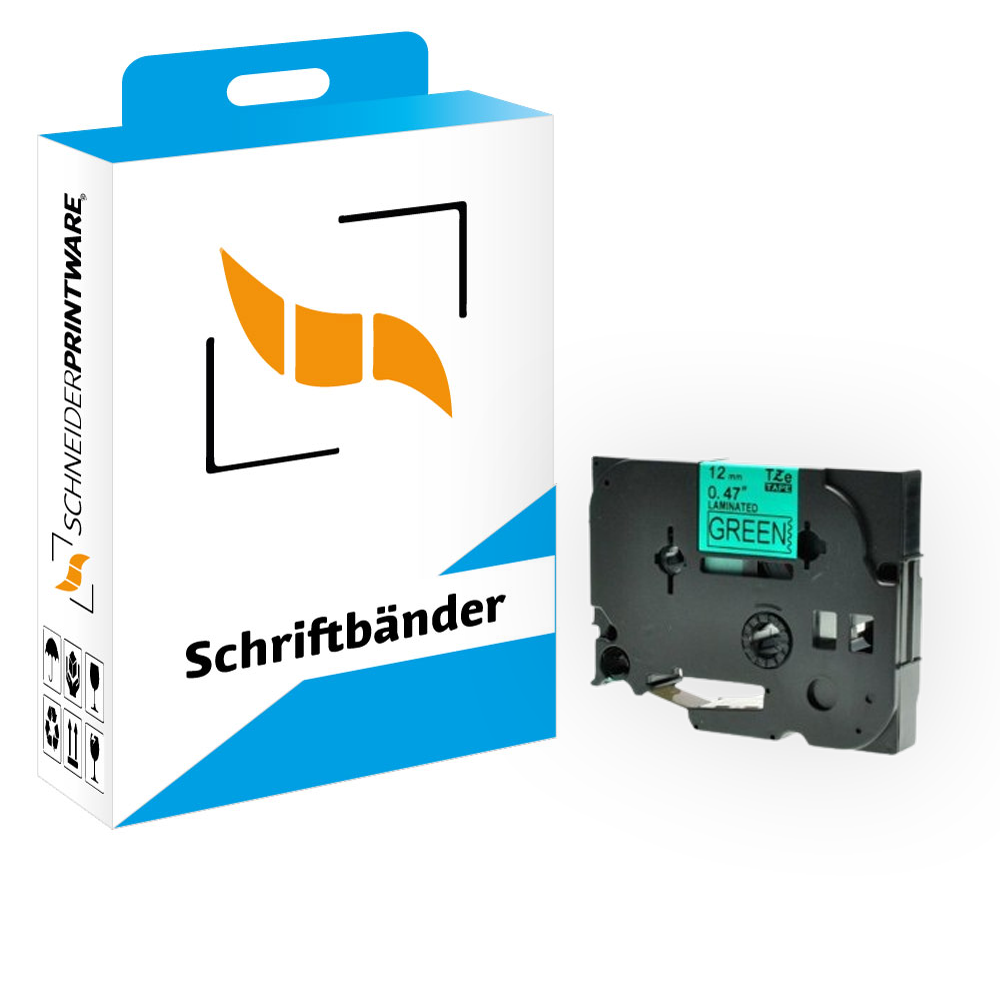 Kompatibel für Brother P-Touch 1000 (TZE-731) Schriftband 12mm/8m Schwarz auf Grün