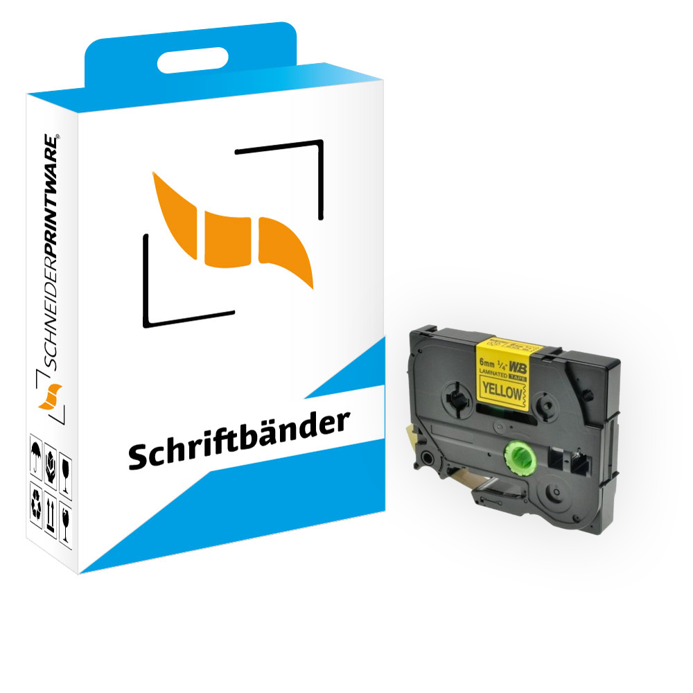 Kompatibel für Brother P-Touch 1000 (TZE-611) Schriftband 6mm/8m Schwarz auf Gelb