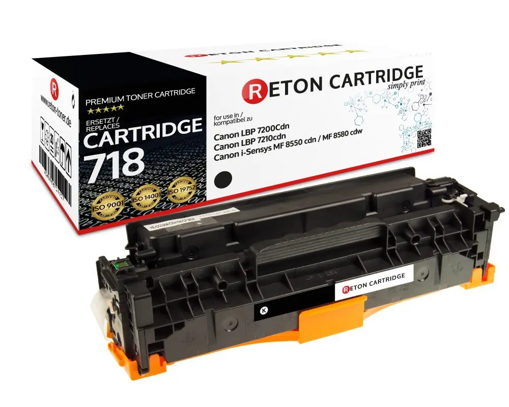 Original Reton Toner ersetzt Canon 718BK Schwarz 3.400 Seiten